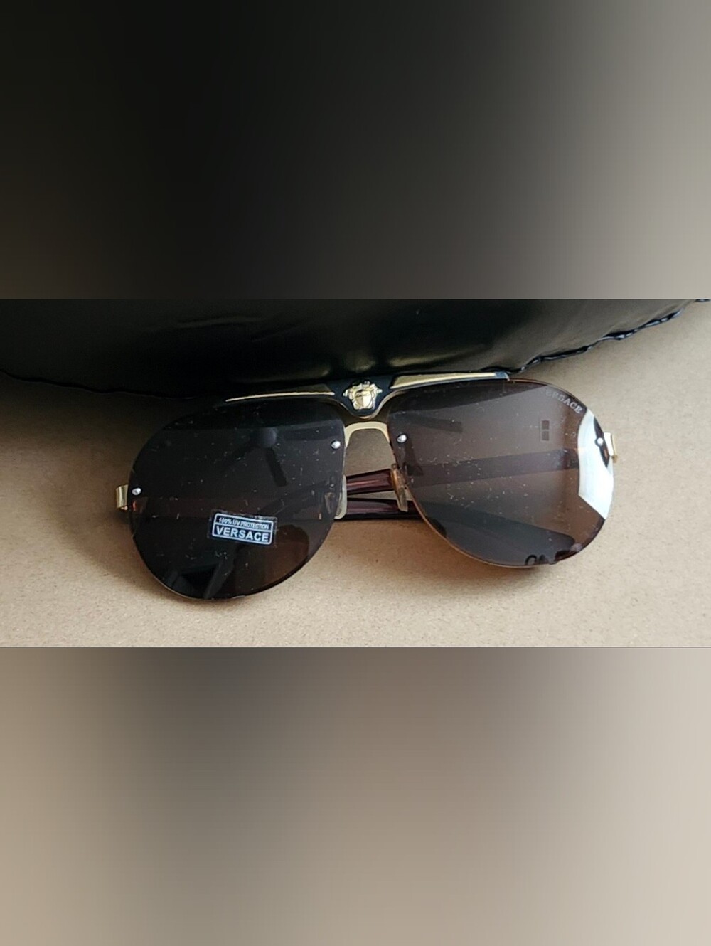 Versace Gold Frame Sunglasses with Brown Lenses